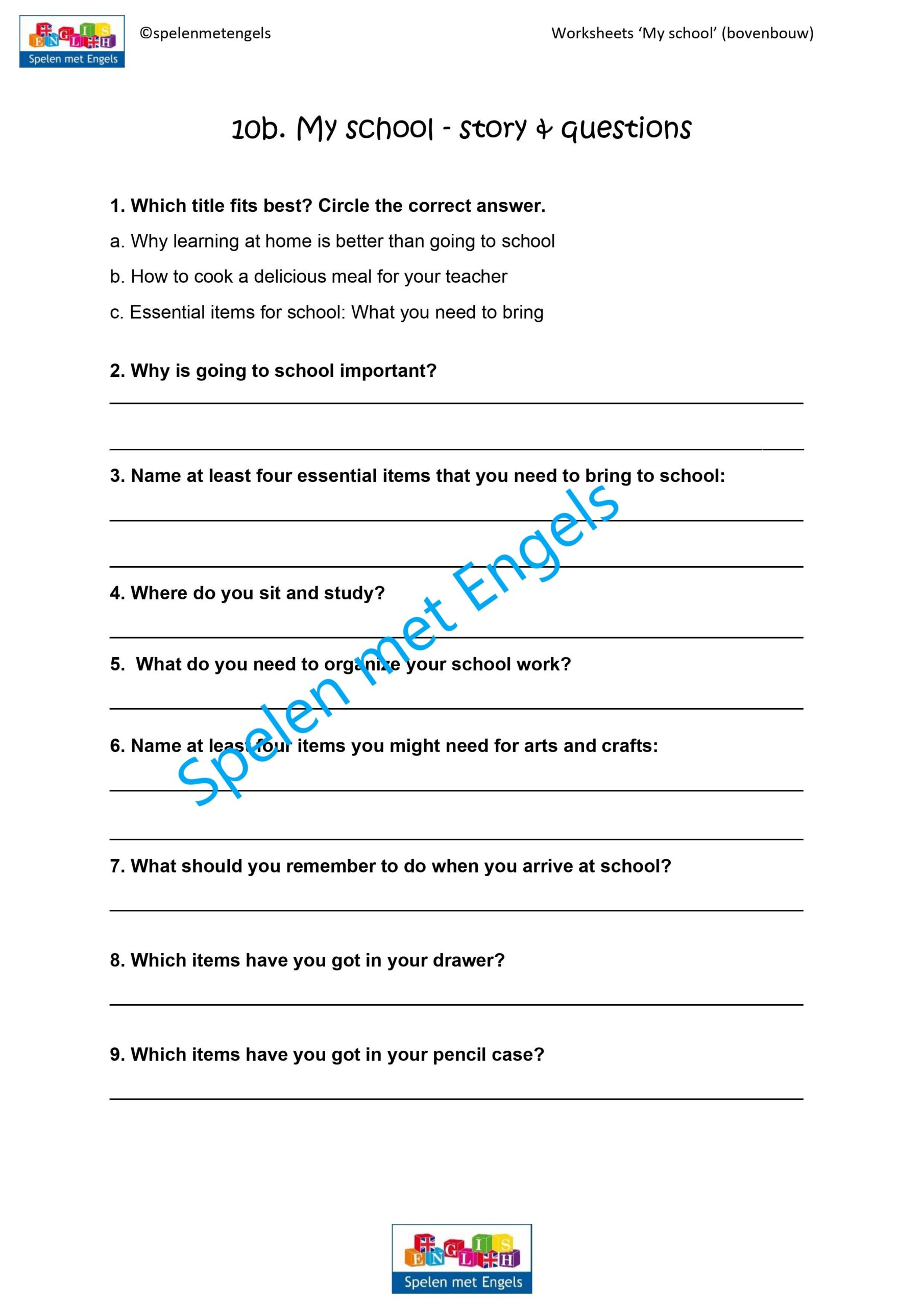 Worksheets My school (bovenbouw) - Afbeelding 4