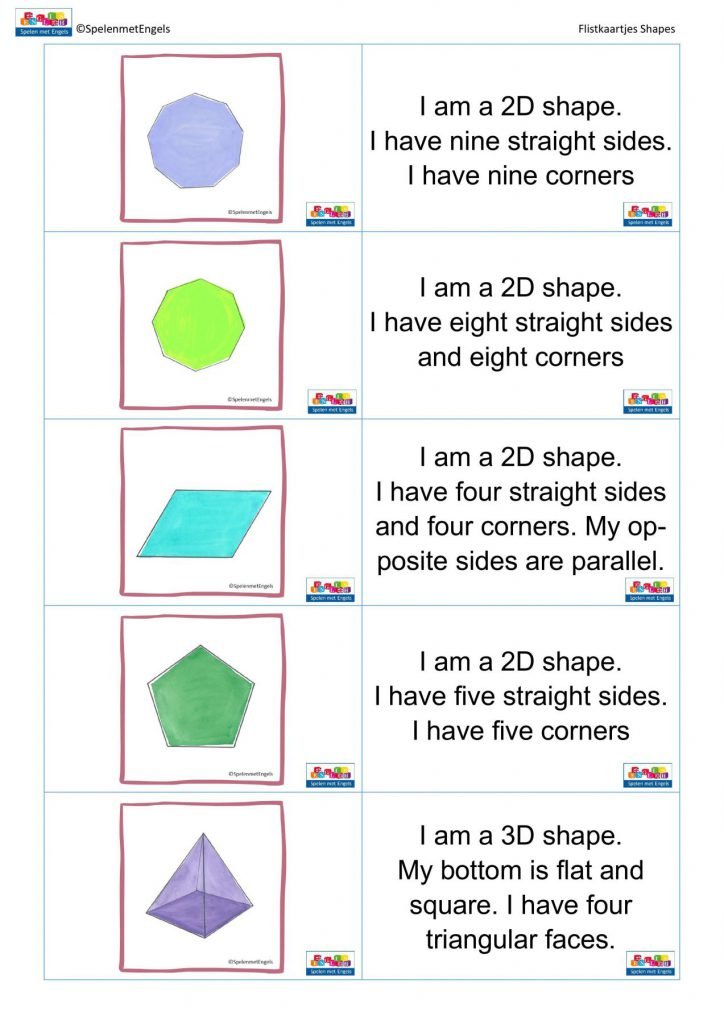 What am I? Shapes 2D en 3D vormen raden Spelen met Engels