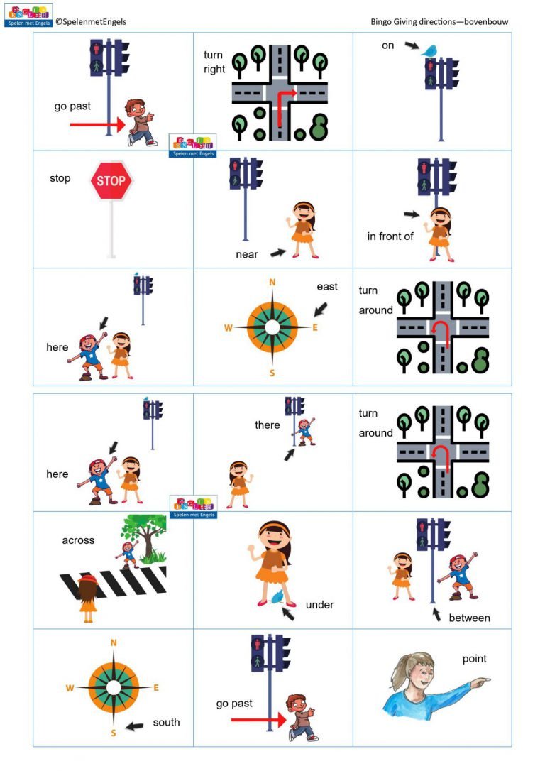 Bingo Giving Directions Groep 5 8 Spelen Met Engels