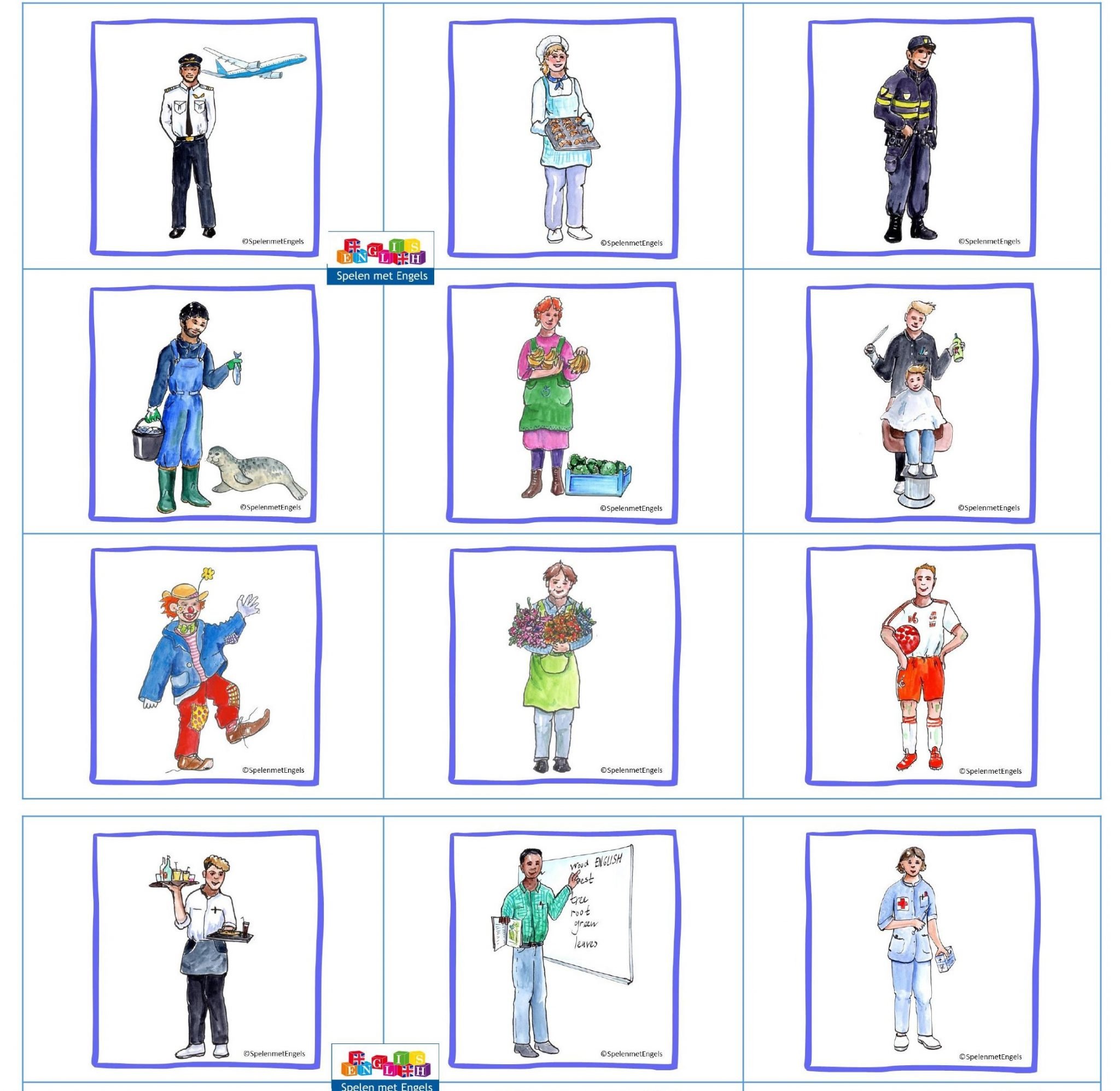 Bingo Jobs (middenbouw) Beroepen Spelen met Engels