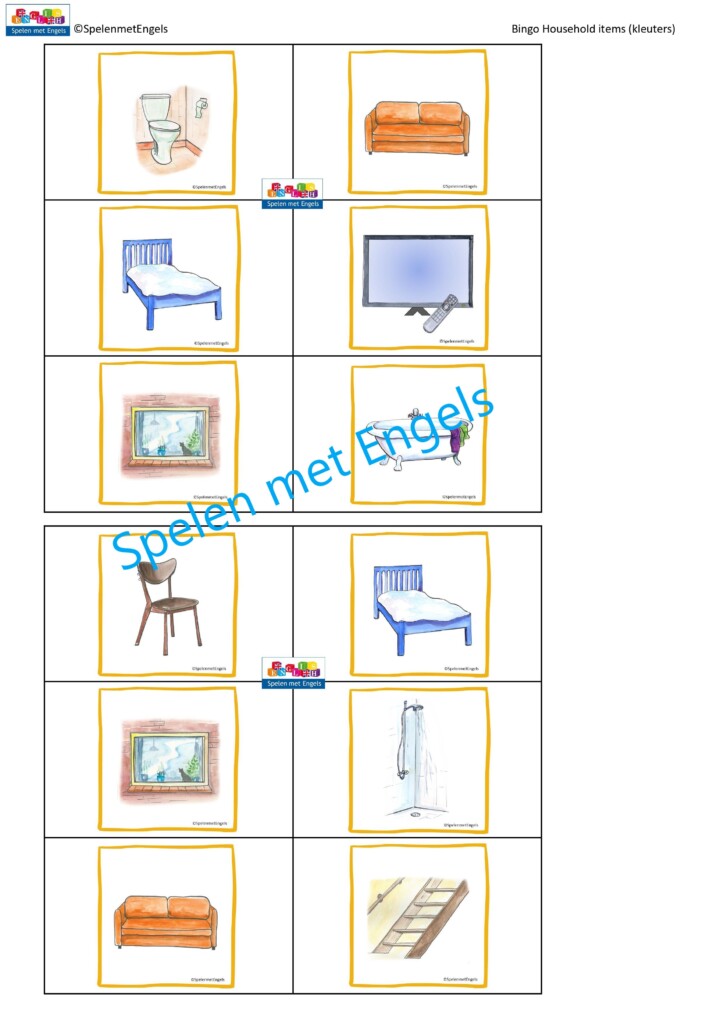 Bingo Household items (kleuters) - Afbeelding 2