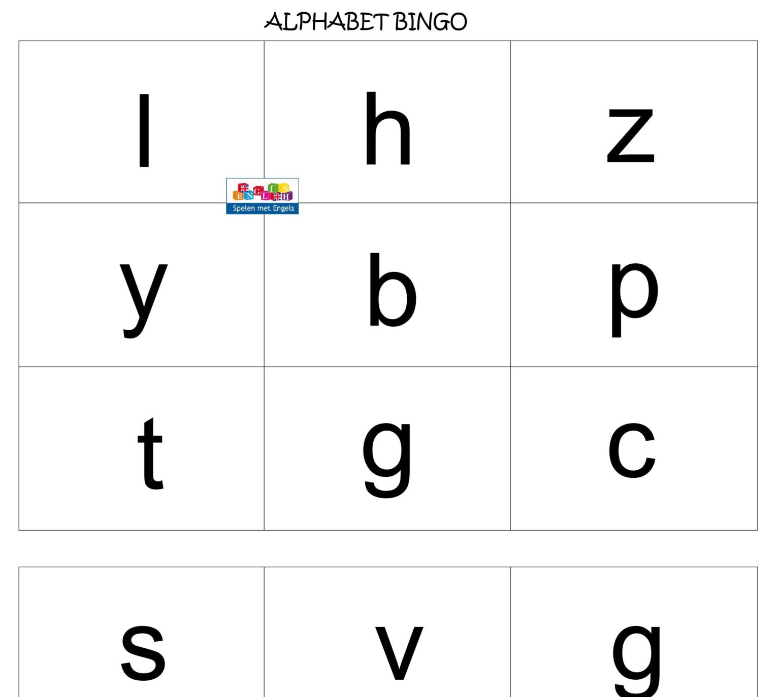 Bingo The alphabet Spelen met Engels