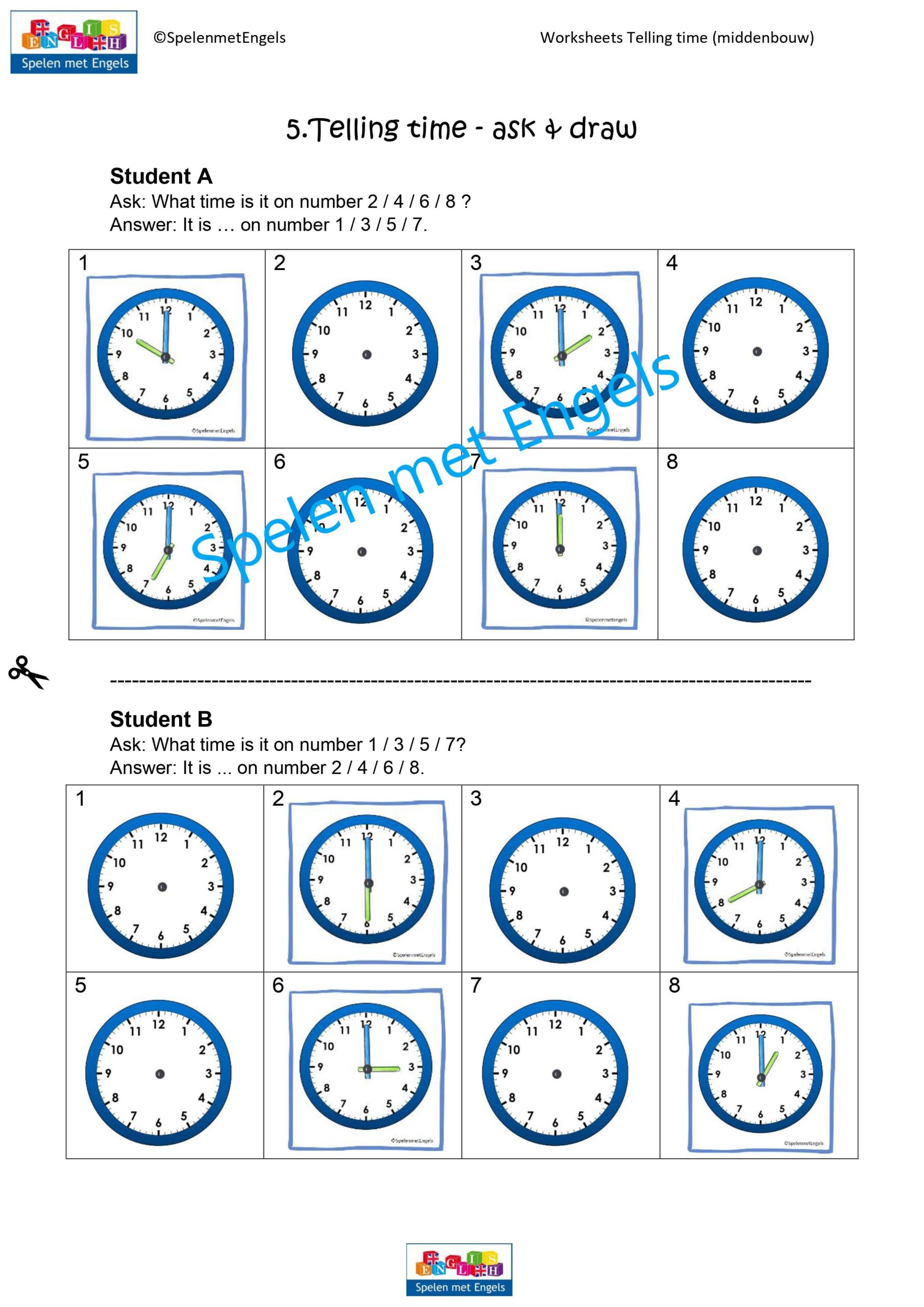 Worksheets Telling time (middenbouw) - Afbeelding 2