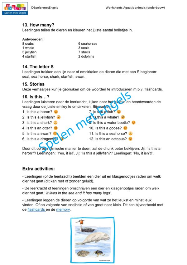Worksheets Aquatic animals (onderbouw) - Afbeelding 5