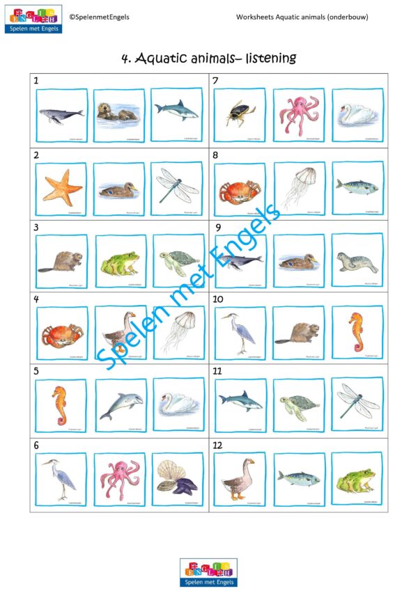 Worksheets Aquatic animals (onderbouw) - Afbeelding 6