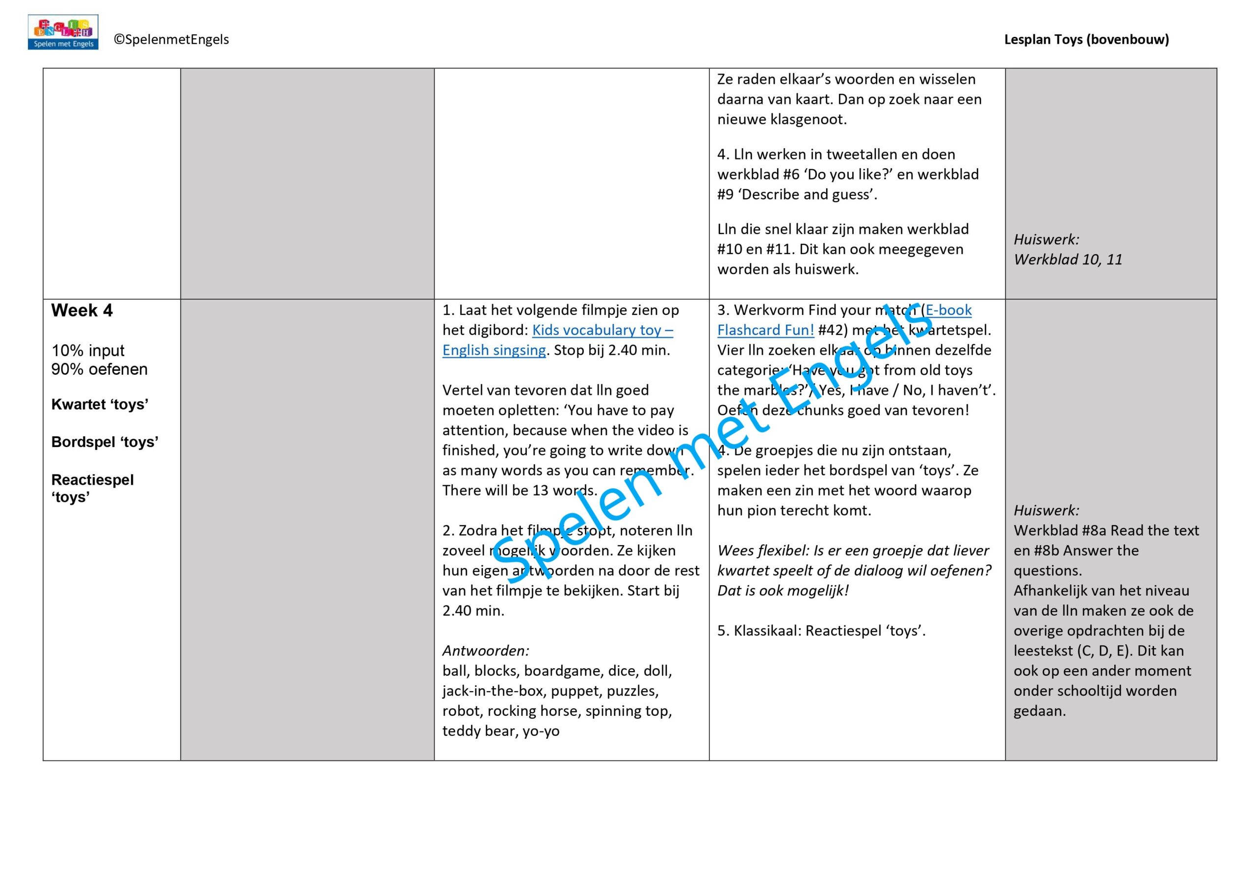 Lesplan Toys (bovenbouw) - Afbeelding 2