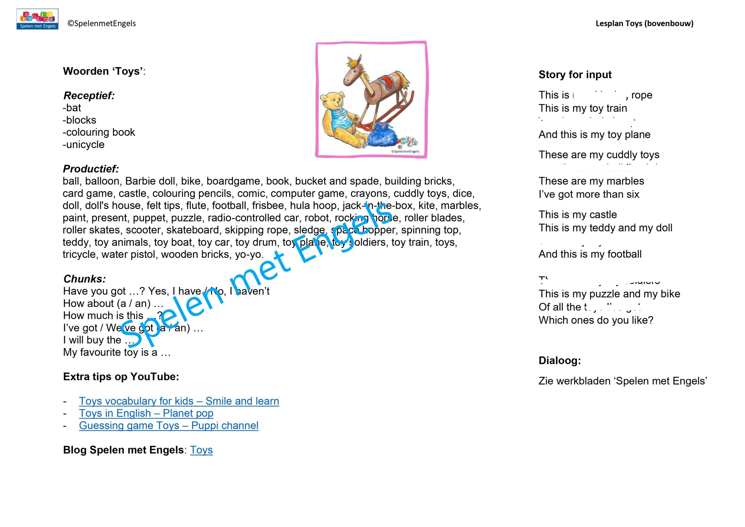 Lesplan Toys (bovenbouw) - Afbeelding 3