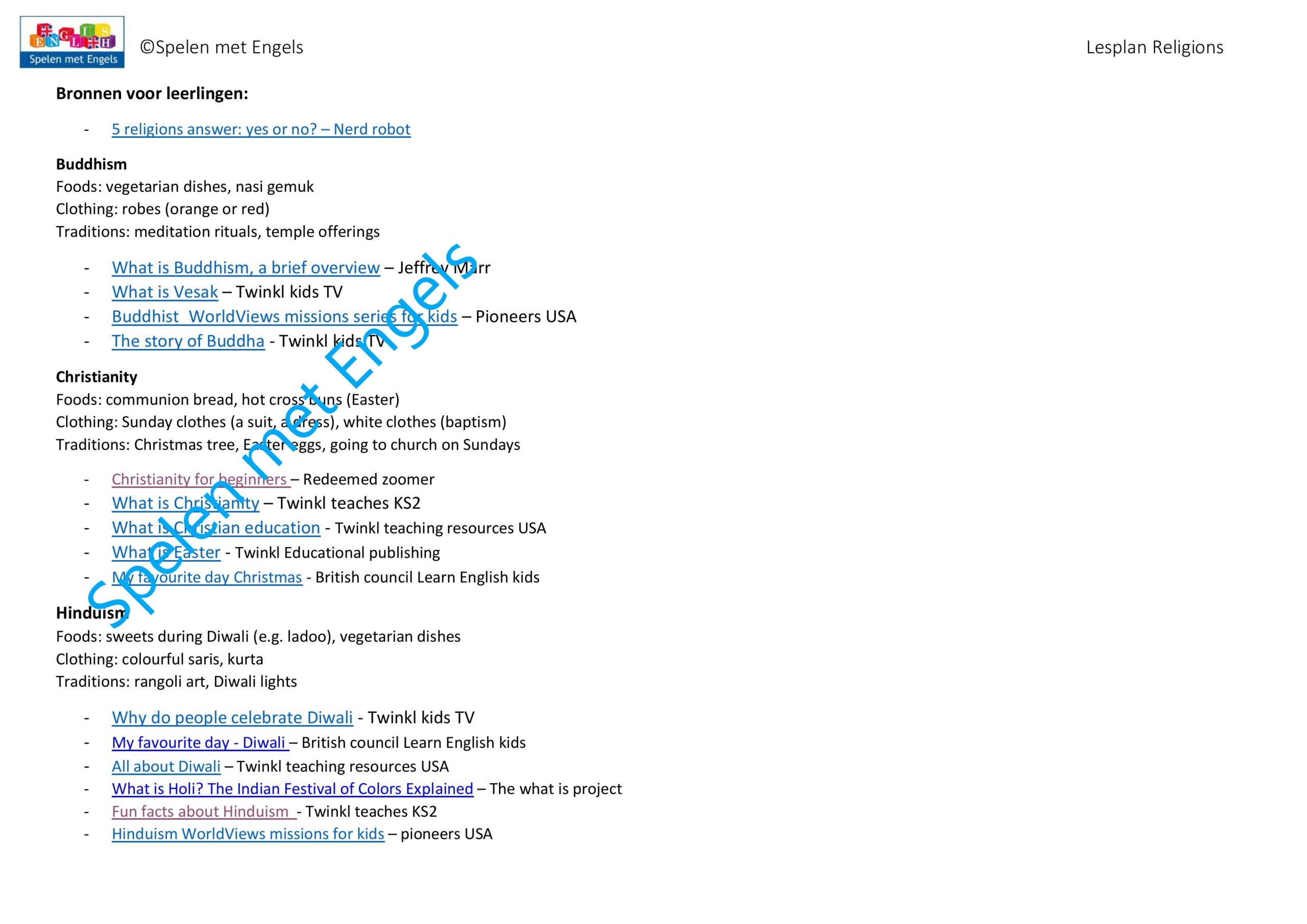 Lesplan en lesmateriaal Religions (bovenbouw) - Afbeelding 8